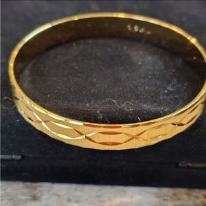 Vintage Monet Etched Brushed gold Bracelet